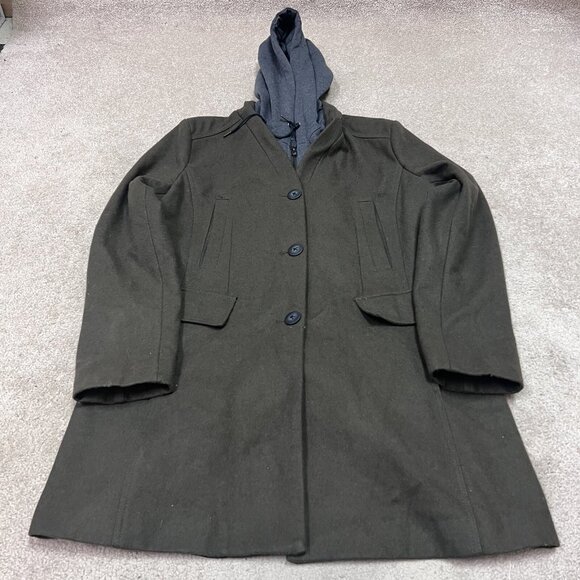 Marc New York Jacket Green Hooded Long Sleeve Full Zip Button Up Women’s Size 12 - Picture 1 of 10